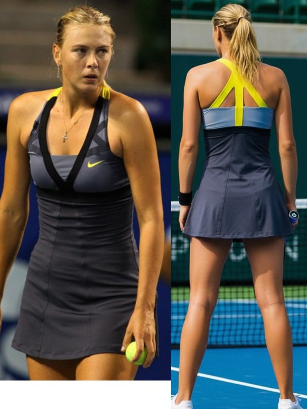 Nwt NIKE Maria Sharapova Tennis Dress w/ Bra Skirt Gray black L Large
